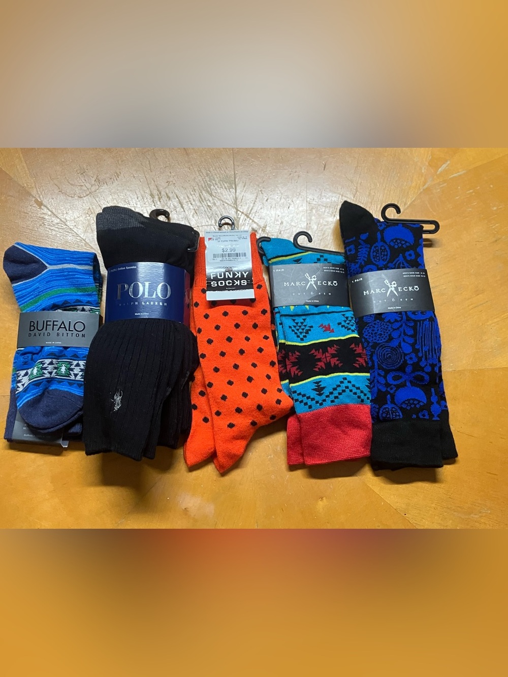 NWT 7x Lot Mens Designer Crew Socks Polo Ralph Lauren Marc Ecko Buffalo 6-12